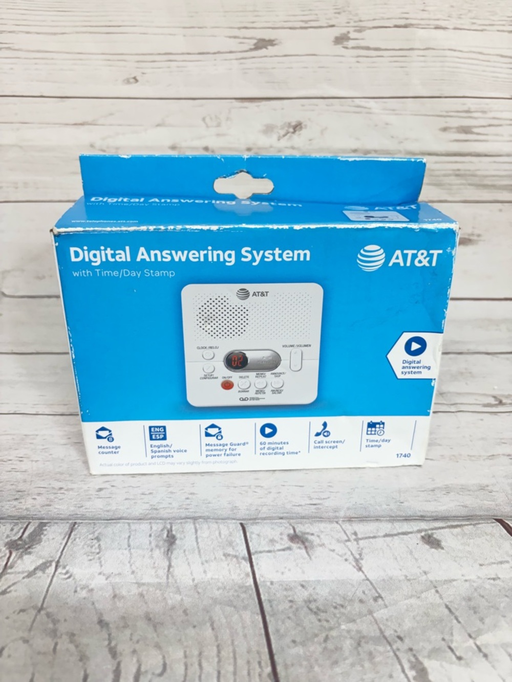 AT&T 1740 Digital Answering Machine System 60 Minutes Record Time/Date Stamp NEW